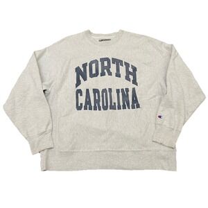Vintage North Carolina UNC Champion Reverse Weave Crewneck Sweater Large Gray